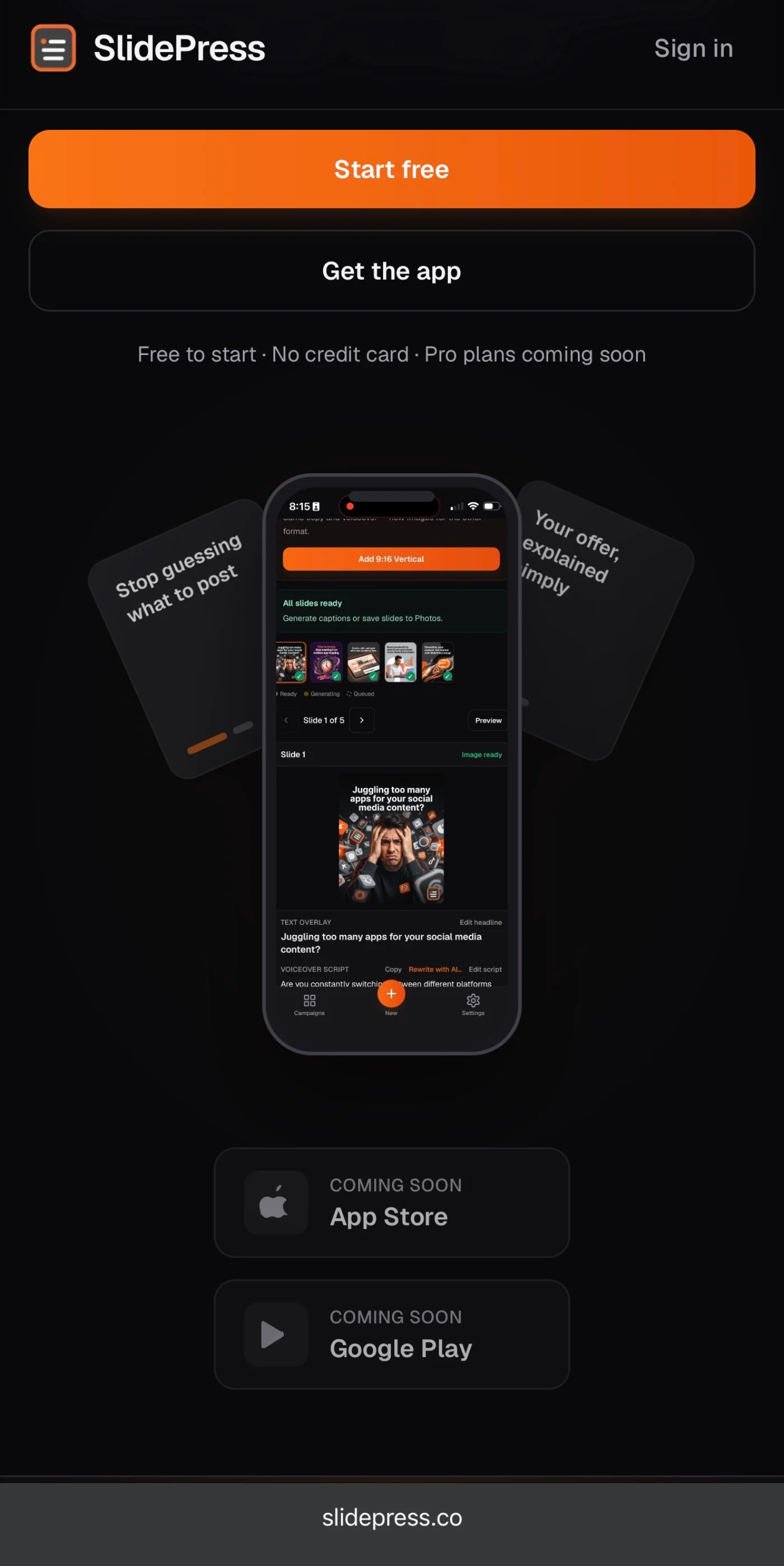 SlidePress mobile app